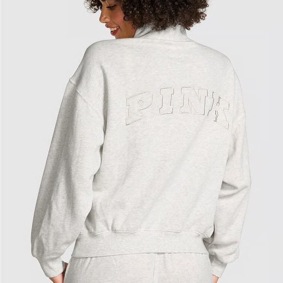 PINK Victoria's Secret Tops - Victoria’s Secret pink IVY FLEECE QUARTER-ZIP SWEATSHIRT size L